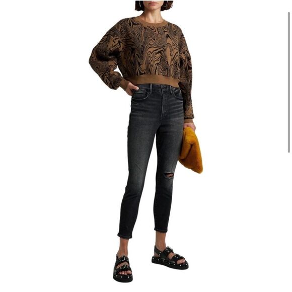 Good American Swirl Intarsia Crop Boxy Sweater NWT
Size 5/6 in Sepia002 - Picture 2 of 15